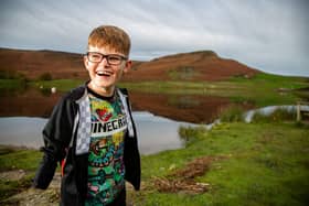 Luke Mortimer, a selfless ten-year-old quad amputee, at the bottom of Embsay Crag