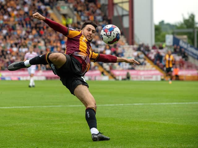 Levi Sutton in action for Bradford City earlier this season (Picture: Bruce Rollinson)