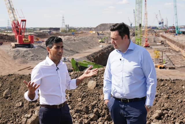 Rishi Sunak and Ben Houchen at the Teesworks site in Redcar, in July 2022