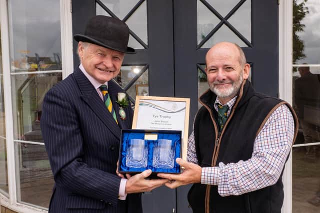 John Beech, Mulgrave’s assistant rural surveyor, was presented with a certificate and engraved crystal glasses by Simon Theakston, the president of the Yorkshire Agricultural
Society.