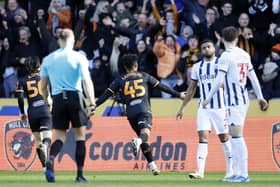 GREAT GOAL: Hull City's Fabio Carvalho (centre) celebrates opening the scoring