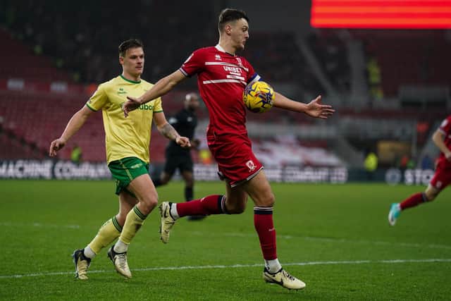 Middlesbrough's Dael Fry and Bristol City's Cameron Pring (Picture:: Owen Humphreys/PA Wire)