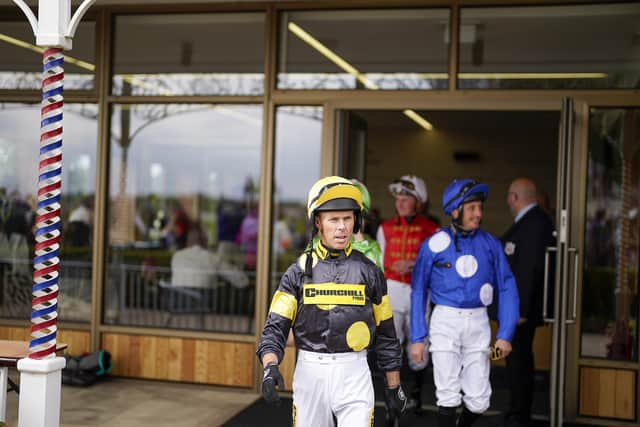 Operation: Injured jockey Graham Lee has undergone surgery after his serious fall at Newcastle last Friday. (Photo by Alan Crowhurst/Getty Images)