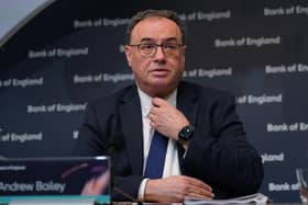 Andrew Bailey, Governor of the Bank of England, during the Bank of England Monetary Policy Report Press Conference, at the Bank of England, London