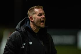 Simon Weaver, pictured on the touchline in Harrogate Town's midweek game against Carlisle. Picture: Bruce Rollinson