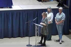 Amelia Franks (centre) from Countryside Canines addresses Kirklees Council, with Julie from Happy Hounds and Suzie from Stroll and Stay with Suzie. Credit: Youtube/Kirklees Council