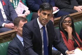 Rattled: Prime Minister Rishi Sunak was belittled at PMQs by Sir Keir Starmer for humiliating Greece's Prime Minister Kyriakos Mitsotakis over the Elgin Marbles. Mr Sunak suggested everything Rishi Sunak touches turns to something unpleasant that Home Secretary James Cleverly is accused of blurting out at last week's PMQs.  Photo credit should read: House of Commons/UK Parliament/PA Wire