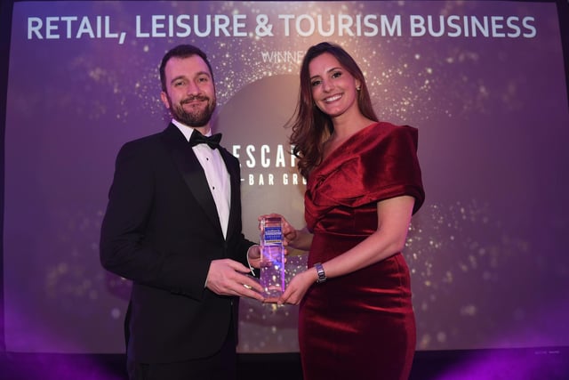 RETAIL LEISURE AND TOURISM BUSINESS
WINNER: Escapism Bar Group
NOMINATED: Dakota Hotel; Grays Court Hotel; Ingleborough Cave; Rudding Park.

Escapism Bar Group was founded by husband-and-wife team Phil and Mel Harrison. 
After opening Mean-Eyed Cat Bar in 2004, they went on to open six other venues in Leeds city centre. 
They now manage a team of over 80 - double their pre-Covid staff count.
Plans are in the offing to expand outside Yorkshire, firstly in Liverpool and then in ten new sites around the country in the next five years.
In another category filled with excellent entries, the company was chosen as the winner for their sterling work to get through the pandemic and their ambitious expansion plans.
Another impressive element of their entry was the commitment to staff training and development. The company introduced an enhanced pay structure at the start of this year, offering under-21s a third more than the national minimum wage, as well as an incentivised salary for certified bartenders. With the firm’s support, 25 of its bartenders have received certifications over the past two years. 
The award was picked up by Yorkshire Post business editor Chris Burn.