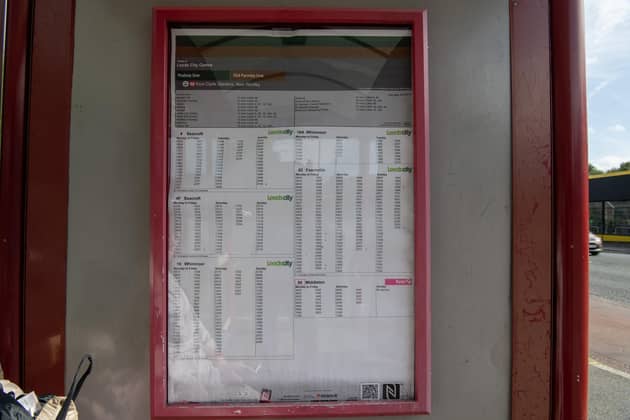 A paper timetable at a bus shelter in Leeds. PIC: Tony Johnson