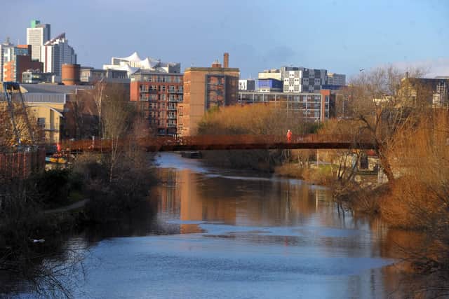 Citu Climate Innovation District Bridge off Clarence Road near the Royal Armouries crossing the River Aire, Leeds