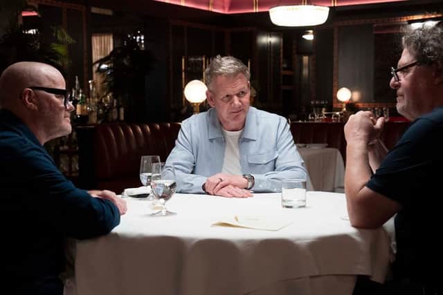 Heston Blumenthal, Gordon Ramsay and Marco Pierre White. Picture by Christopher Raphael/BBC.