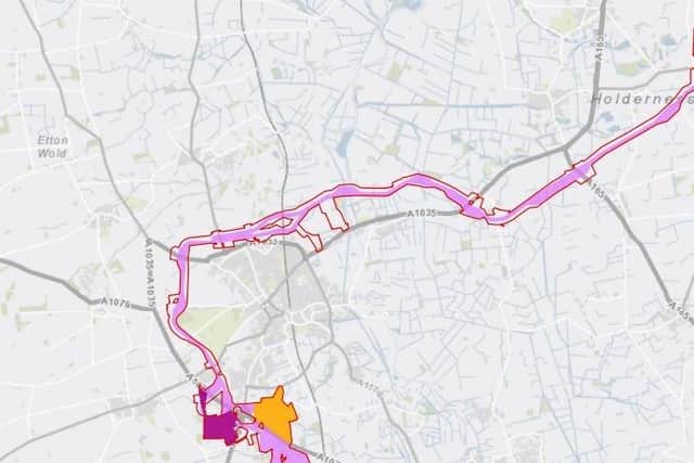 The proposed cable route