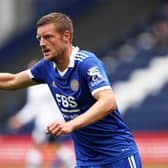 PRESTON, ENGLAND - JULY 23: Jamie Vardy of Leicester City reacts during the Pre-Season Friendly Match between Preston North End and Leicester City at Deepdale on July 23, 2022 in Preston, England.  (Photo by Clive Brunskill/Getty Images)