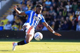 Huddersfield Town’s Bali Mumba scores their side's second goal of the game during the Sky Bet League One match at Pirelli Stadium, Burton.