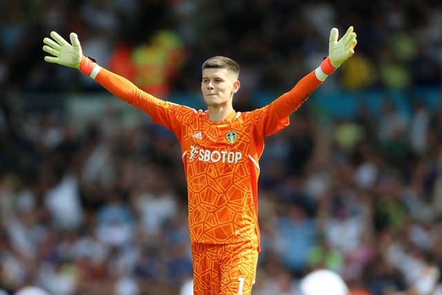 No 1 choice: Leeds United goalkeeper Illan Meslier has come under fire for not being commanding enough as the Whites conceded 11 goals in two home games. Will Javi Gracia keep faith with him at Fulham?