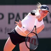 NOT TO BE: Bradford's Francesca Jones serves against Czechia's world No 27 Marie Bouzkova during their French Open women's second round match at Roland Garros Picture: Dan Istitene/Getty Images