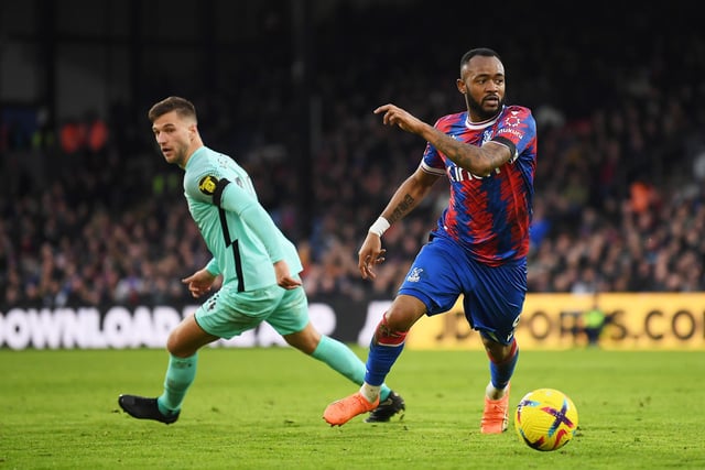 Coming in second is Crystal Palace forward Jordan Ayew. He has the second-highest amount of minutes played in the league this season, but with just one goal and one assist to his name so far, he has 841 minutes per goal contribution. (Picture: Alex Davidson/Getty Images)