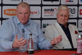 GIVE IT TO ME STRAIGHT: Rotherham United chairman Tony Stewart (right) has asked Steve Evans (left) for a 'brutally honest' assessment of where the Millers are in footballing terms. Picture: Kerrie Beddows