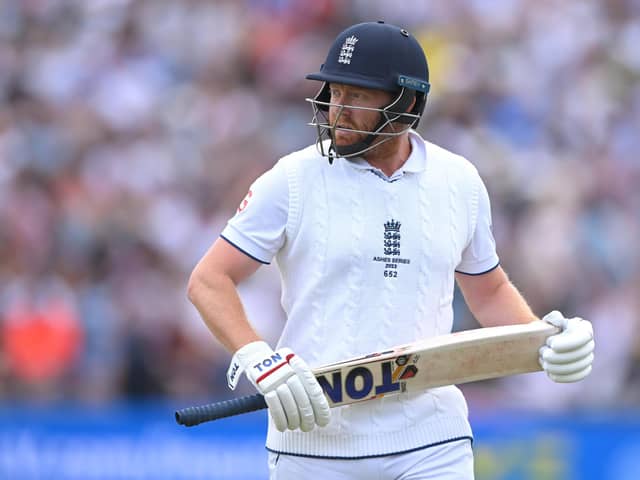 England batsman Jonny Bairstow reacts after being dismissed during day four of the 3rd LV= Ashes Test Match at Headingley (Picture: Stu Forster/Getty Images)
