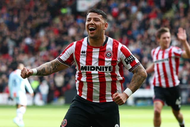 ALL_SQUARE: Sheffield United's Gustavo Hamer celebrates scoring the first goal against Swansea City at Bramall Lane. Picture: Simon Bellis / Sportimage