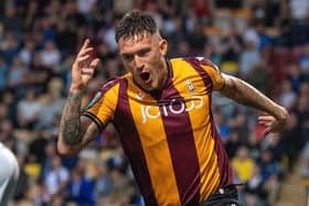 Bradford City striking talisman Andy Cook, who netted a hat-trick in the 3-3 friendly draw against Middlesbrough on Wednesday night. Picture: Bruce Rollinson