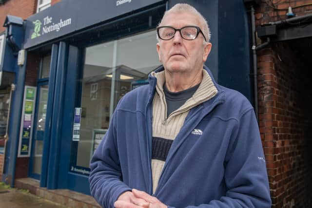 Roger Hall is among the victims of the building society family trusts scandal after putting a property and £130,000 into an unregulated service offered via Nottingham Building Society's Dinnington branch, photographed for the Yorkshire Post by Tony Johnson. 9th February 2024.