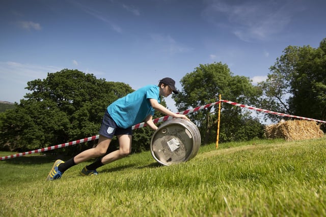 The Barrel Push at Finghall is run as a time trial. Picture taken by Yorkshire Post Photographer Simon Hulme 29th May 2023