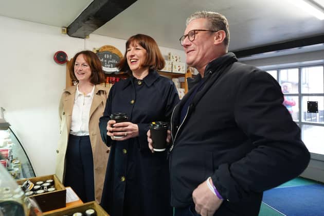 Labour Party leader Sir Keir Starmer with shadow chancellor Rachel Reeves (centre). PIC: Owen Humphreys/PA Wire