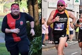 Dominic Camponi before and after his 11-stone weight loss