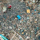 Riverside trash accumulated at the shores connected to Manila bay. PIC: Jilson Tiu/Greenpeace/PA Wire