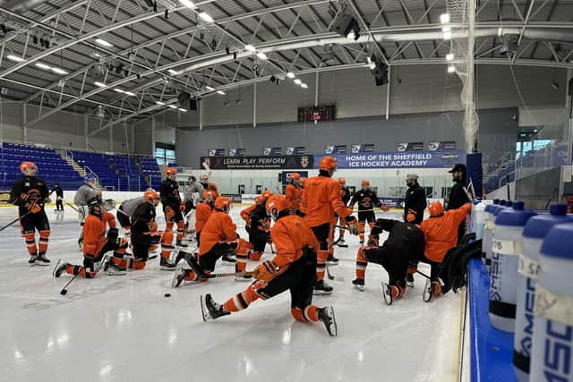 BACK AT IT: Sheffield Steelers' players returned to practice on Wednesday morning after being given three days off. Picture: Steelers Media.