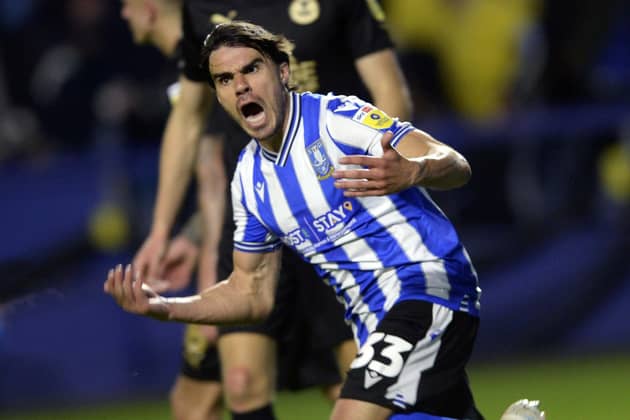 GLORY MOMENT: Reece James celebrates scoring in Sheffield Wednesday's famous League One play-off semi-final victory over Peterborough United