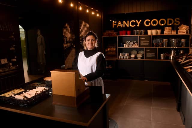 Briony Beeby dressed as a 1890s shop assistant in the replica Penny Bazaar shop. Picture taken by Yorkshire Post Photographer Simon Hulme