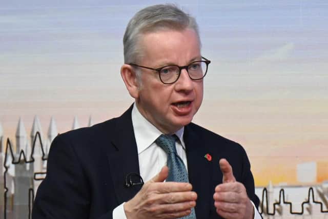 Levelling Up Secretary Michael Gove, appearing on the BBC One current affairs programme, Sunday with Laura Kuenssberg