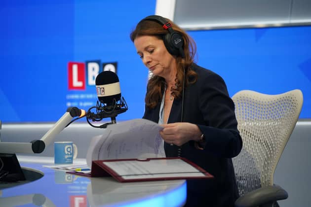 Education Secretary Gillian Keegan takes part in a live phone-in on LBC. PIC: Yui Mok/PA Wire
