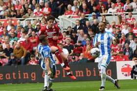 Middlesbrough v Huddersfield Town. Boro's Hayden Hackney fires home an unstoppable drive to make it 1-1. Picture: Jonathan Gawthorpe.