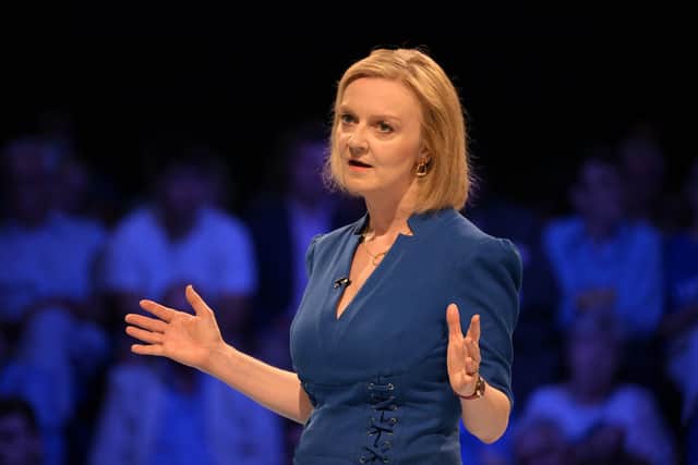 Liz Truss speaks during a Conservative Party membership hustings. PIC: Finnbarr Webster/Getty Images