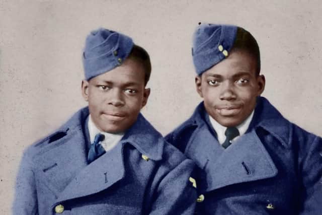 Alford Gardner on the right with childhood friend Dennis Reed and his brother Gladstone (c. 1924 – 2005) followed in their father’s footsteps who fought in WW1. The brothers went home to Jamaica after demob, returning on MV Windrush in 1948, along with 6 other West Indians heading for Leeds. Alford settled in Leeds and in 2023 is the city’s only surviving Jamaican WW2 veteran.