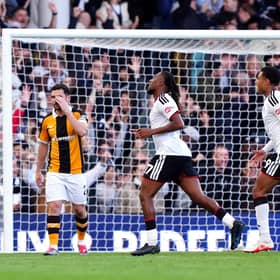 DECISIVE MOMENT: Fulham's Alex Iwobi (centre) celebrates scoring what proved to be the winning goal against Hull City. Picture: Bradley Collyer/PA.