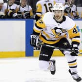 Tragic: Adam Johnson playing for the Pittsburgh Penguins of the NHL in 2019. He died in a freak accident on the ice in Sheffield on Saturday. (Picture: Bruce Bennett/Getty Images)