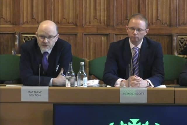Matthew Golton, Managing Director of TPE and Richard Scott, Avanti West Coast 's Director of Corporate Affairs, speaking to Parliament's Transport Committee