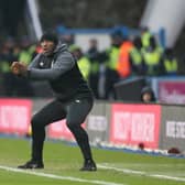 Darren Moore cut a frustrated figure after Huddersfield Town's draw with Blackburn Rovers. Image: Ed Sykes/Getty Images
