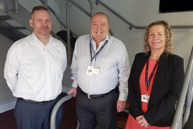Craig Naylor-Smith, Parseq chief executive (left), operations director Keith Wright, and Emma Fulker (right)