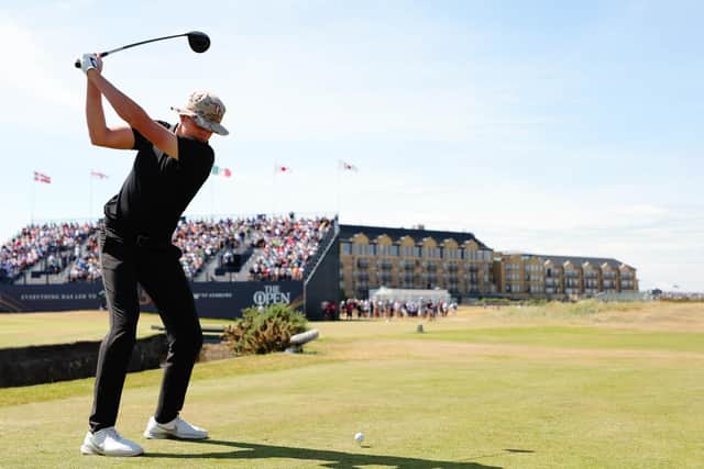 Barclay Brown of England tees off on the 2nd hole during Day Three of The 150th Open at St Andrews Old Course on July 16, 2022 in St Andrews, Scotland. (Picture: Kevin C. Cox/Getty Images)