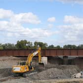HS2 contractors excavating an area below a newly replaced section of the Aylesbury to Princes Risborough branch line track. PIC: Jonathan Brady/PA Wire