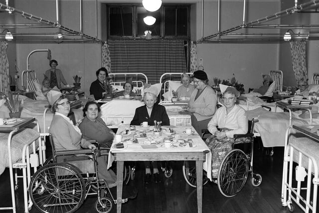 Liberton Hospital's annual Patients Party, organised by Liberton Kirk Club in January 1963.