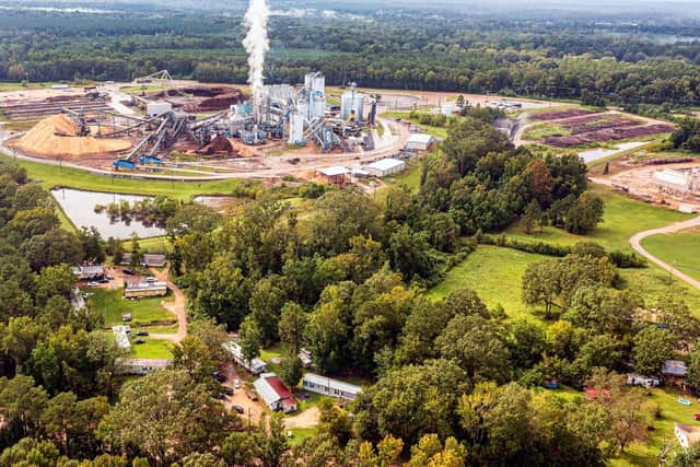 Drax's wood pellet facility in Gloster, Mississippi. Image supplied by Dogwood Alliance.