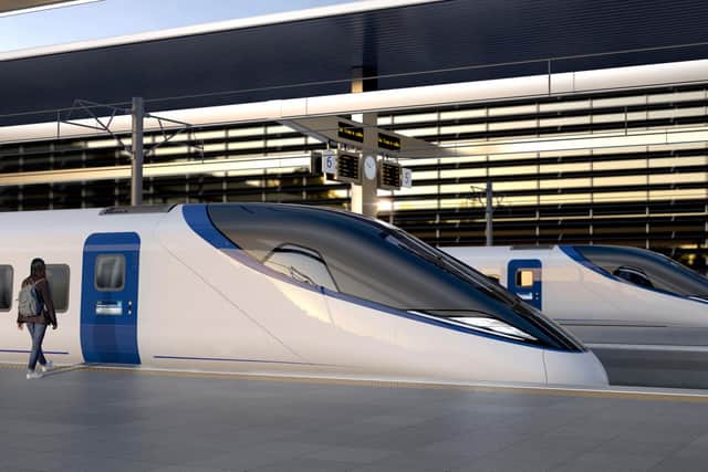 An artists impression of what the new HS2 trains could look like. Manufacturers Hitachi and Alstom have signed a £2bn contract to build a fleet of trains to serve the new network.