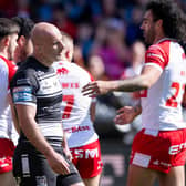 Hull FC's Danny Houghton dejected as his side slips behind further to Hull KR. (Picture: Allan McKenzie/SWpix.com)