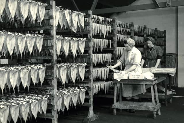Women workers packing smoked fish, c.1950s-1960s